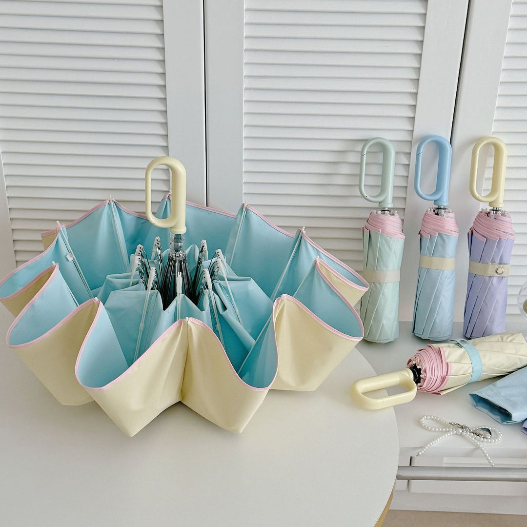 Women's Foldable Umbrella with Innovative Flower Shape Bowlift