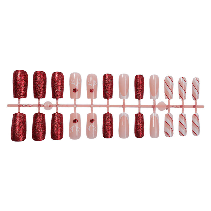 Artificial nail set with sparkling glitter and festive accents Bowlift