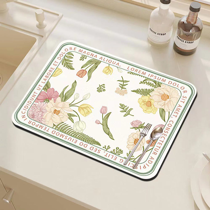 Floral Decorative Kitchen Mat Bowlift