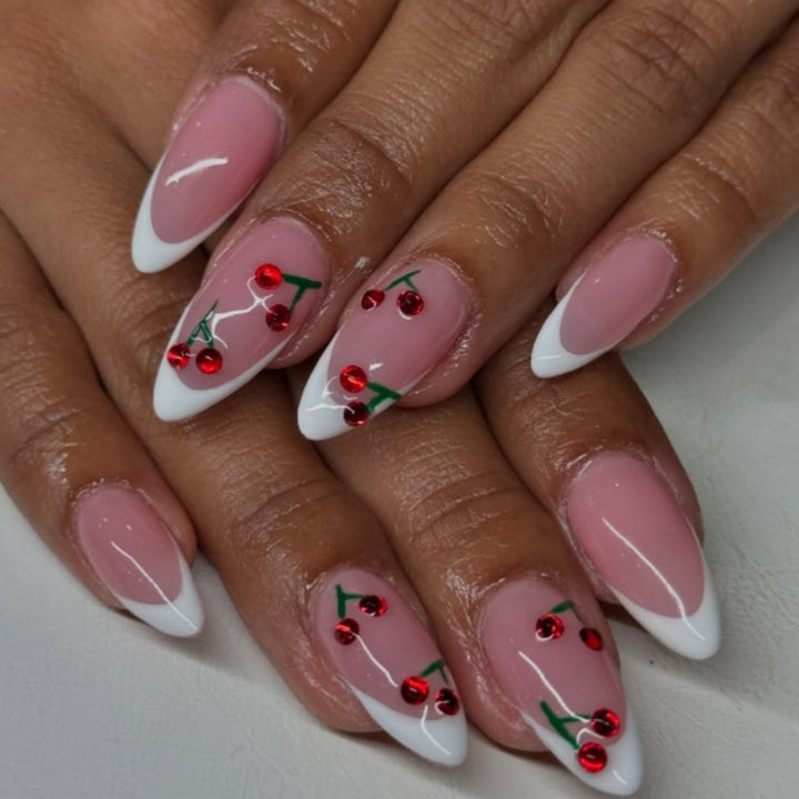 Elegant Cherry Blossom Press-On Nail Art Bowlift