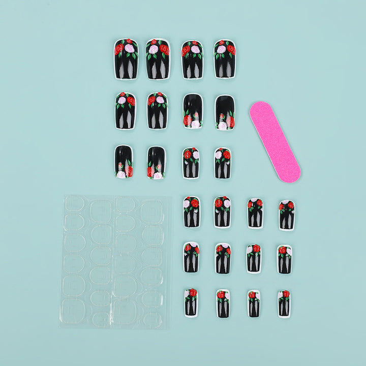 Artificial nails in floral vintage design Bowlift