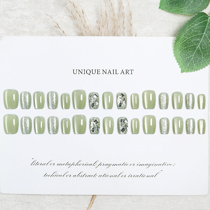 Acrylic nail set with elegant glitter design and creative effects Bowlift