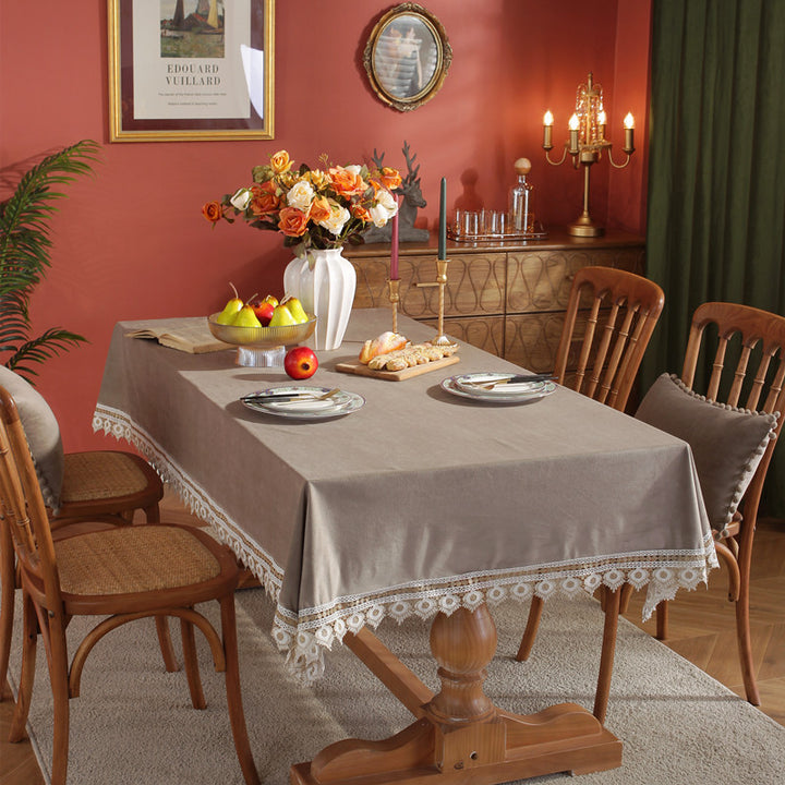Elegant Lace Edged Tablecloth
