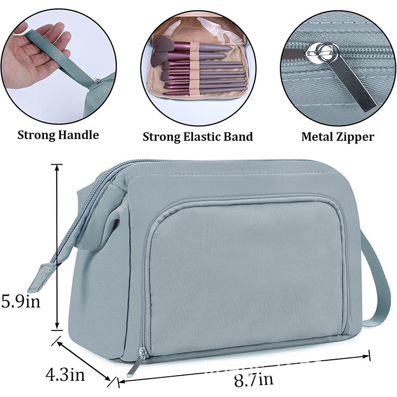 Cosmetic Organizer Bag with Adjustable Interior Compartment Bowlift