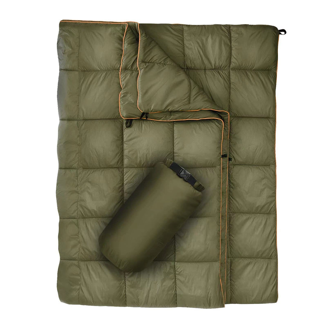Unisex portable blanket with innovative compression design Bowlift