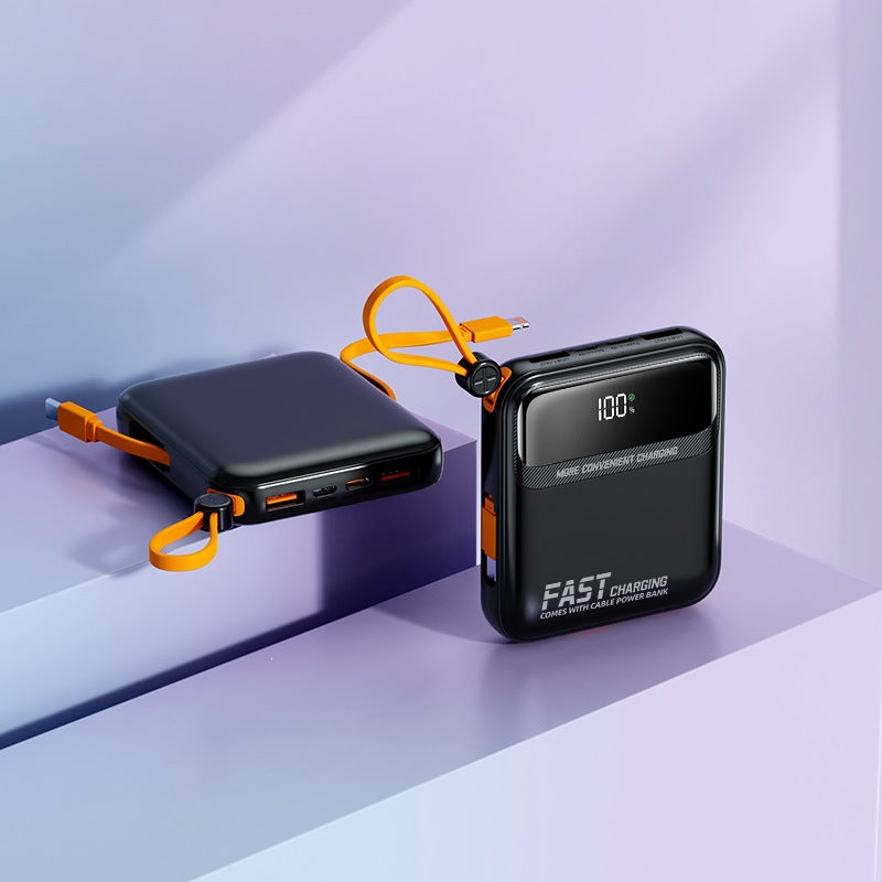 Portable power bank with integrated charging cable and digital display Bowlift