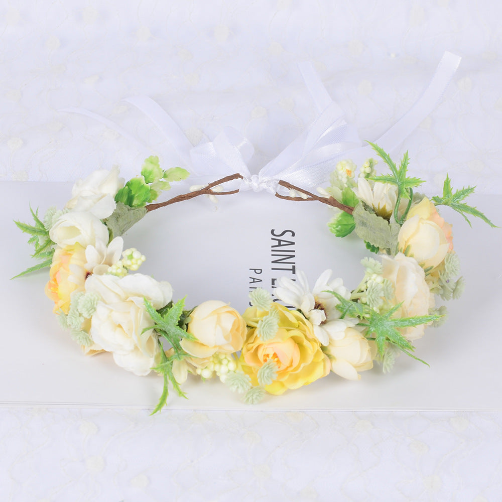 Handmade Romantic Artificial Flower Crown Headband for Bridal and Festival Bowlift