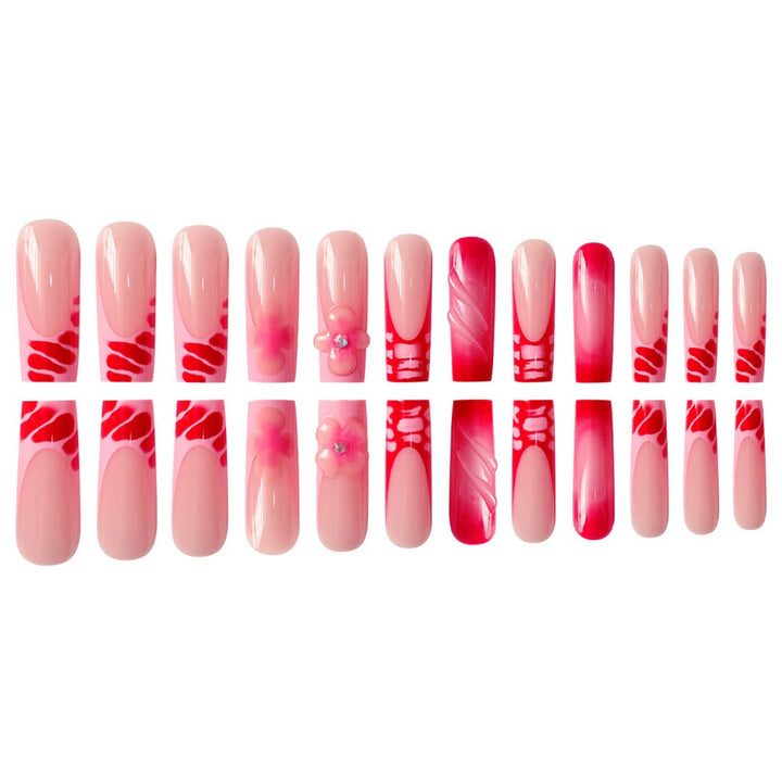 Glamorous Floral Press-On Nails Set Bowlift