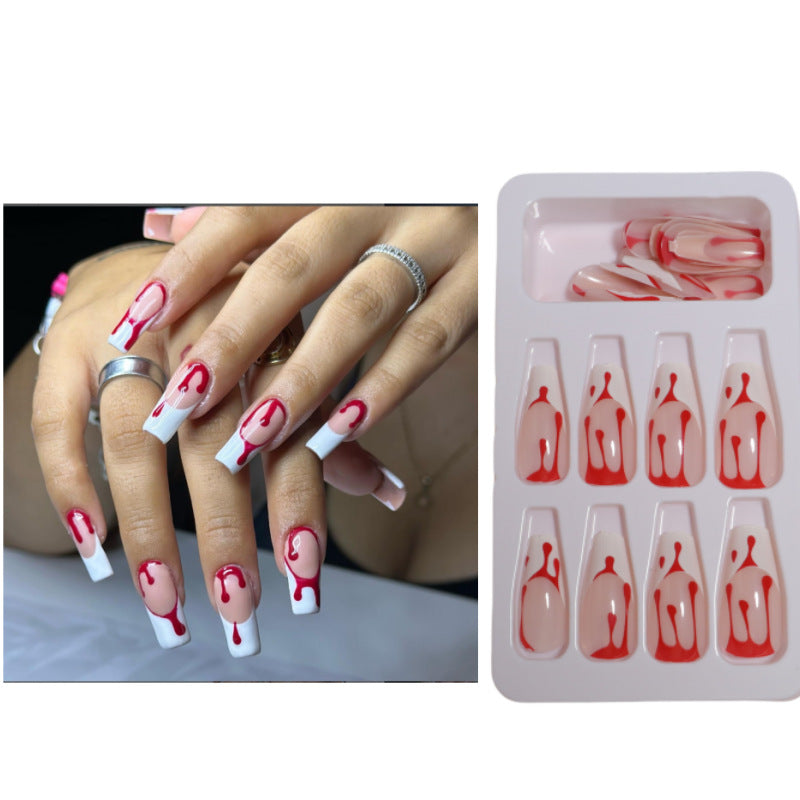 Artistic Press-On Nail Design with Dripping Effect Bowlift