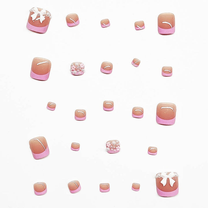 Decorative Press-On Nail Art Set with Floral and Bow Accents Bowlift