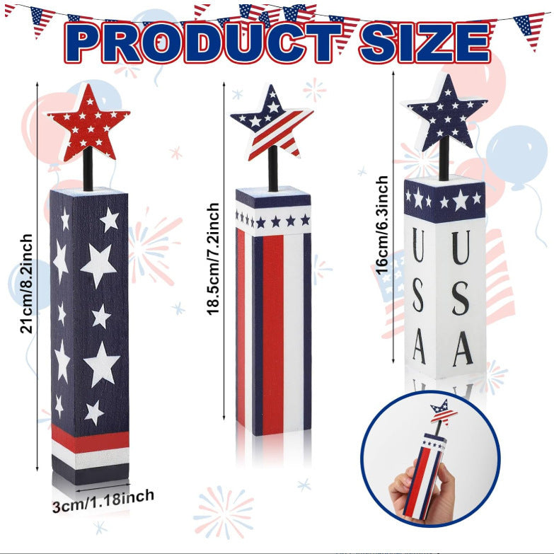 Unisex nan patriotic glitter tabletop column decor with star toppers Bowlift