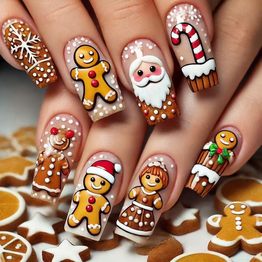 Christmas art nails with festive designs Bowlift