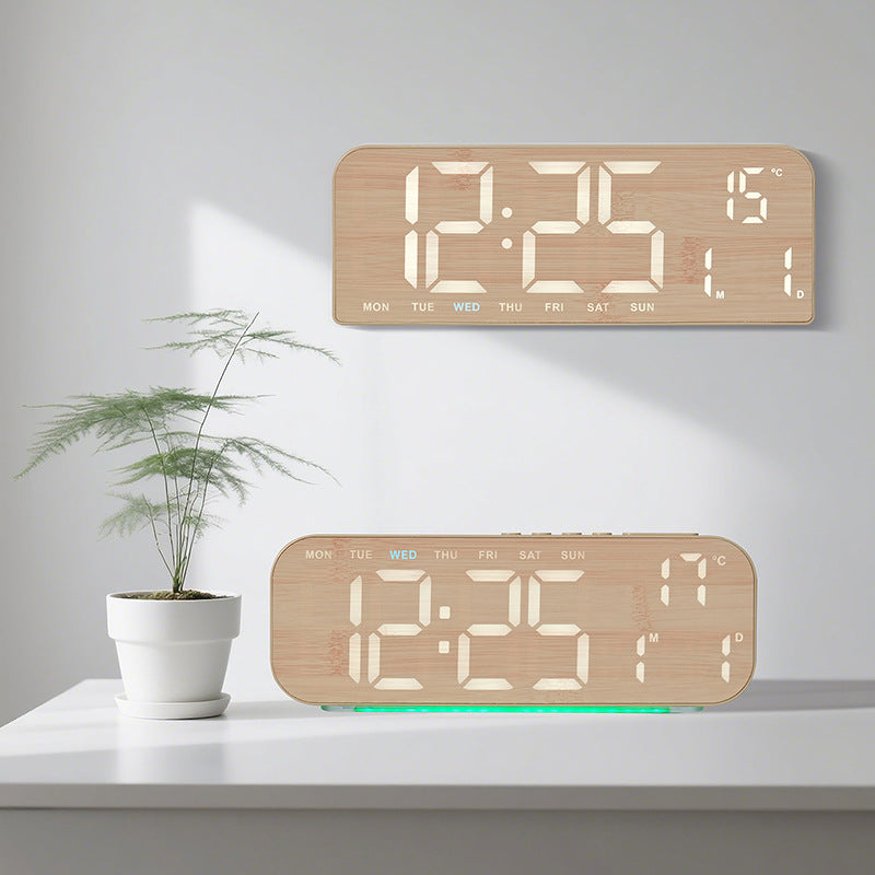Digital Multi-Function Alarm Clock in Modern Textile Design Bowlift