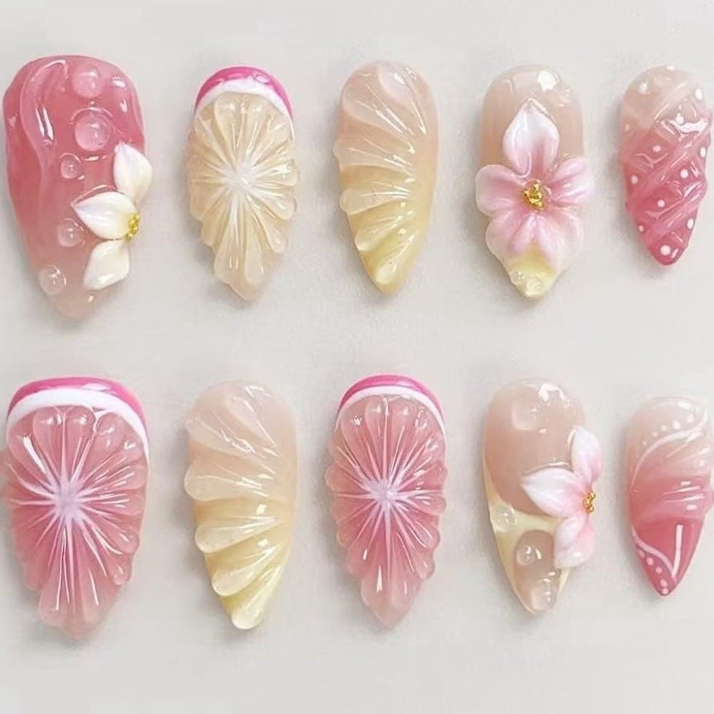 Artificial nails in spring floral and fruit design Bowlift