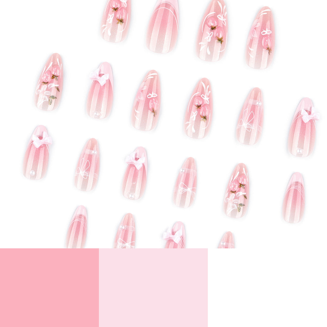 Artistic Nail Extensions with Floral Design Bowlift