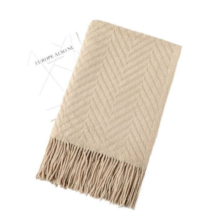 Textured Fringe Throw Blanket
