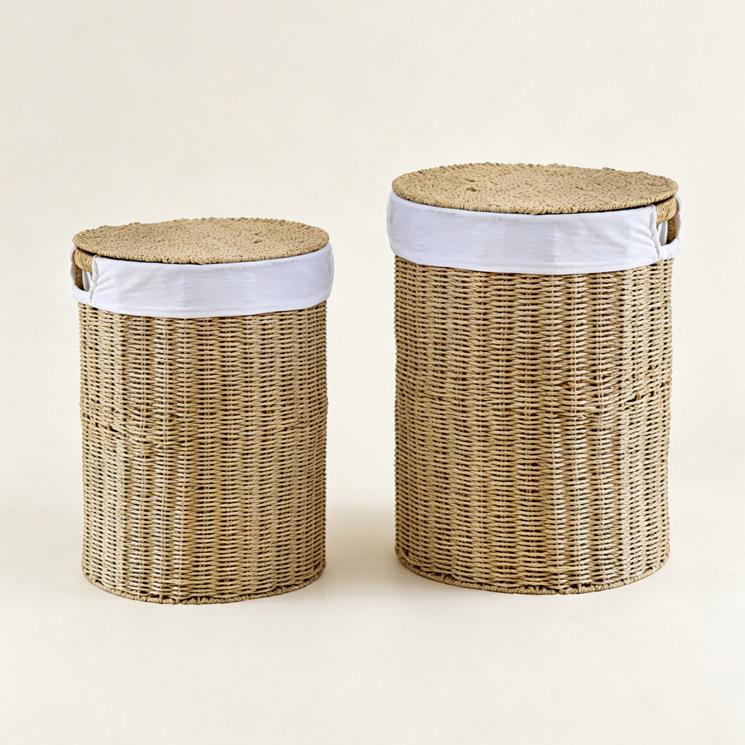 Rustic laundry basket made of woven material Bowlift