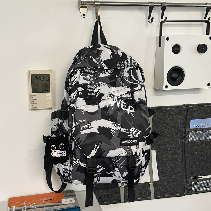 Graffiti Print Casual Backpack Bowlift