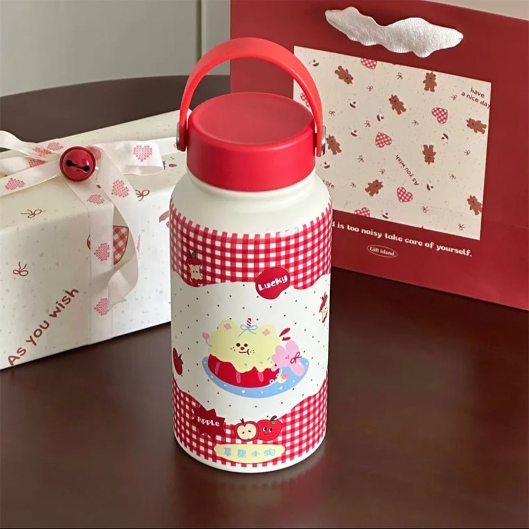 Ladies' insulation drinking bottle with creative animal design and practical flip lid Bowlift
