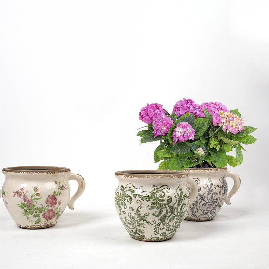 Decorative ceramic pot with floral pattern Bowlift