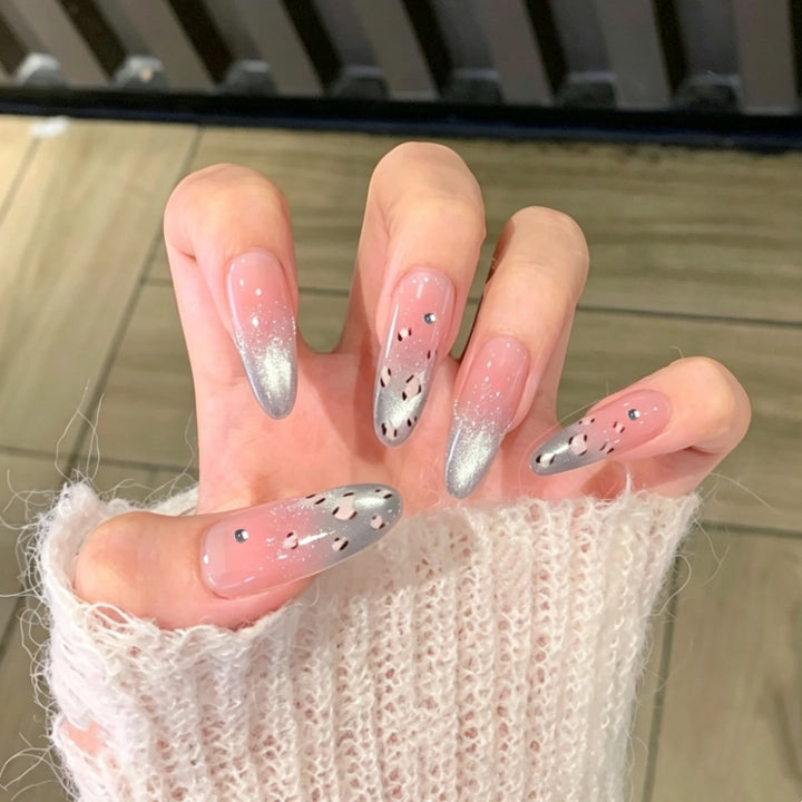 Ombre Stiletto Press-On Nail Art with Gem Accents Bowlift