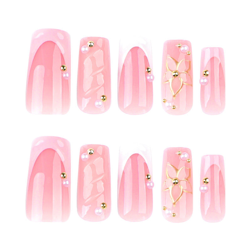 Artistic Floral Design Press-On Nail Art Bowlift