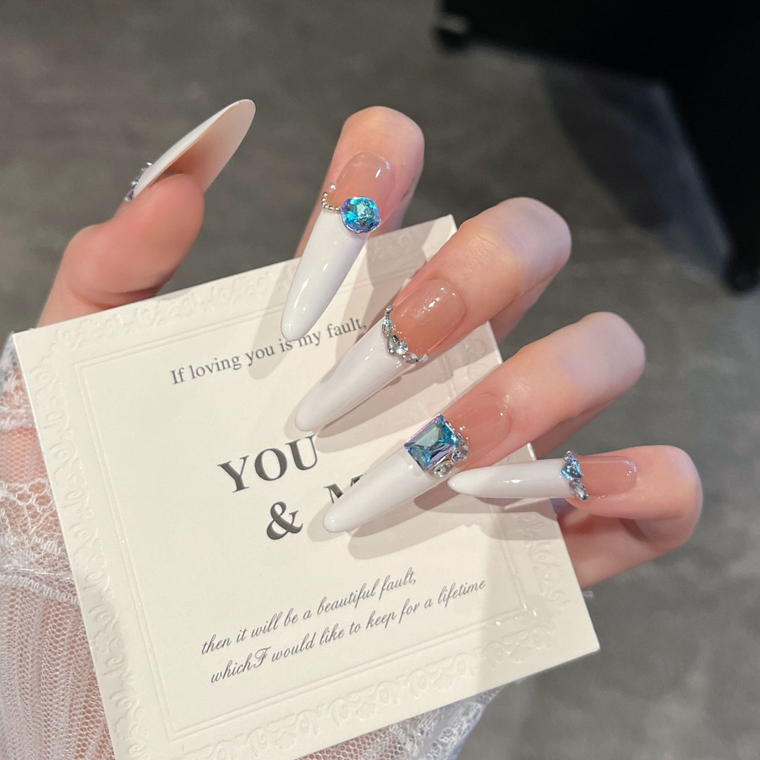Elegant Gem-Accented Press-On Nail Extensions Bowlift