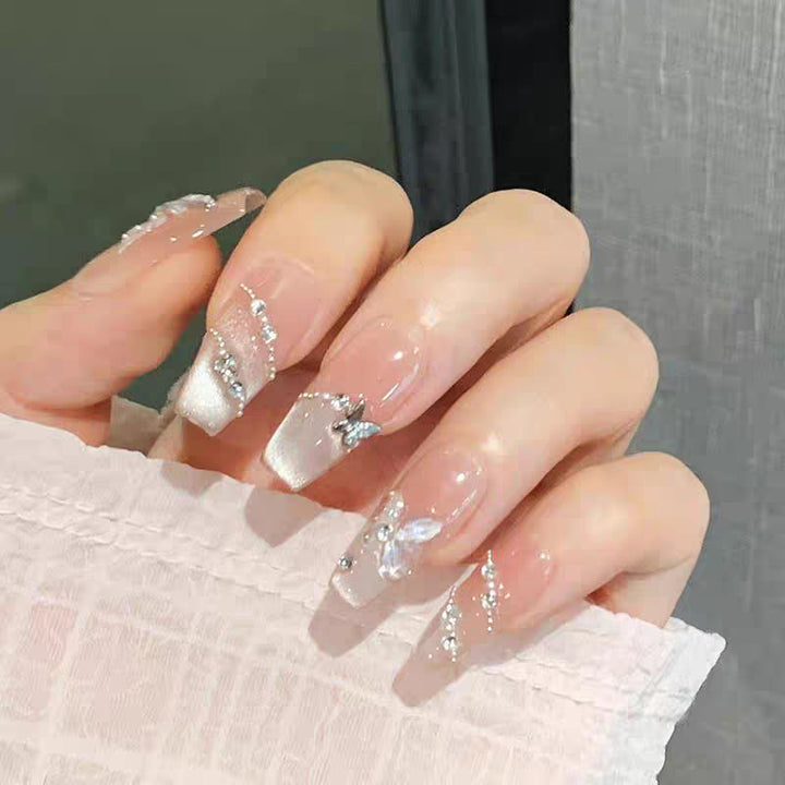 Decorative Press-On Nail Art Set with Cute Bow Accents Bowlift