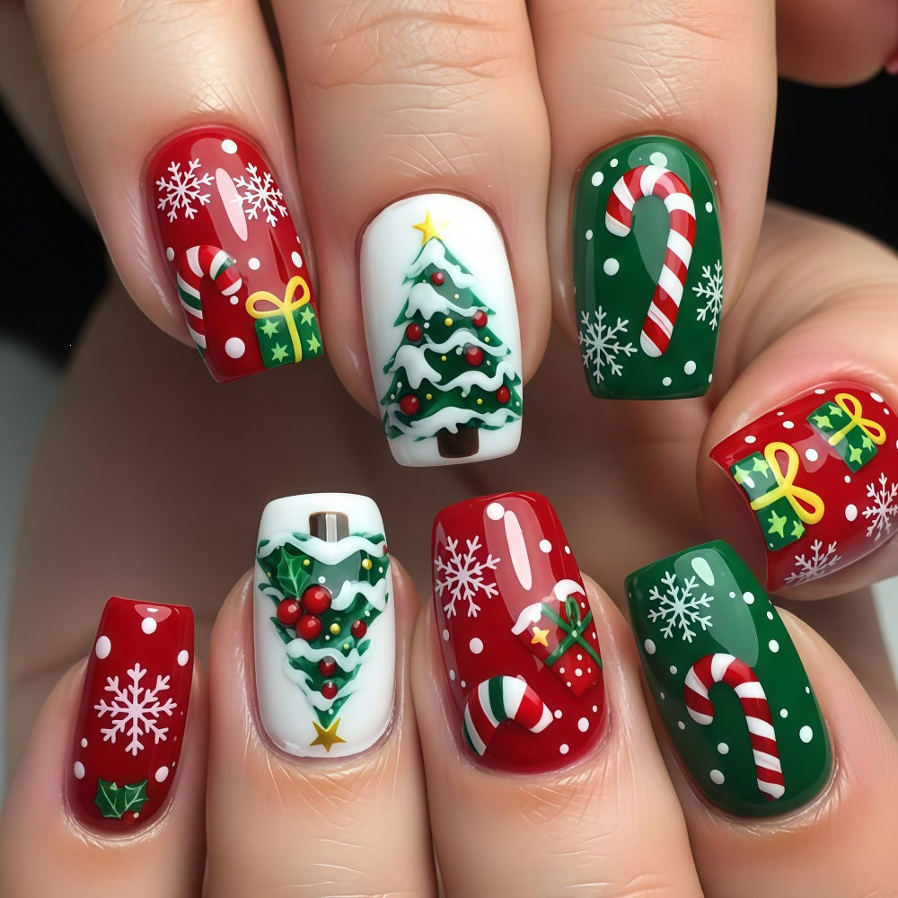 Christmas art nails in festive design Bowlift
