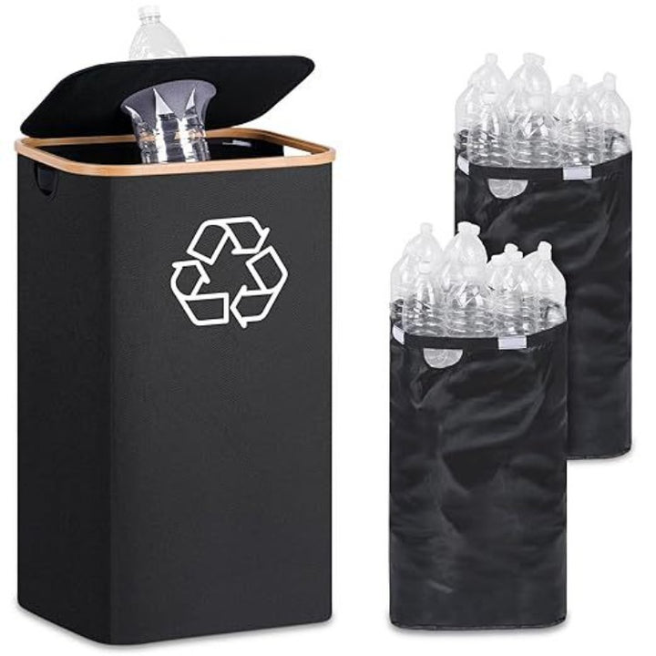 Elegant recycling bin with removable lid and compartments Bowlift