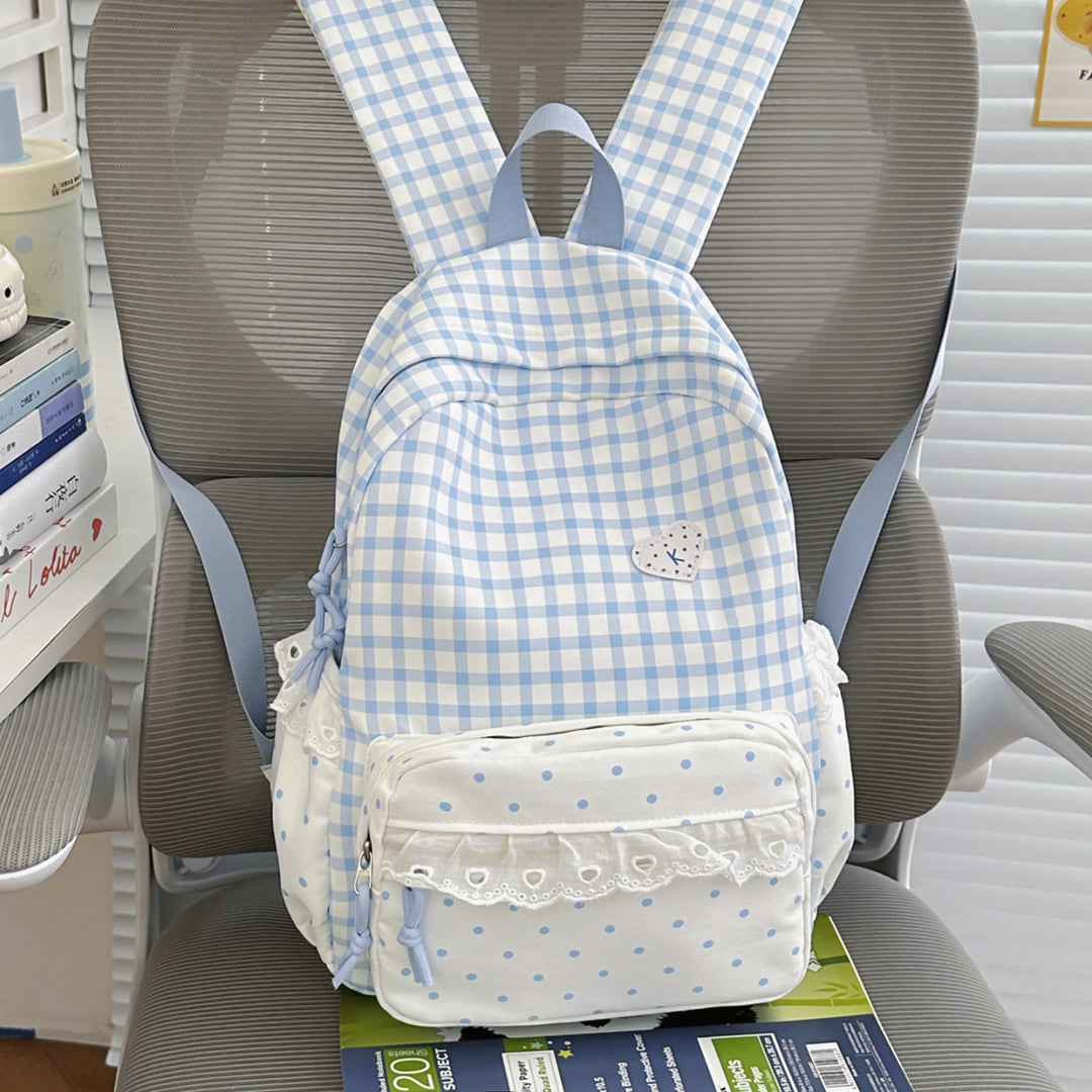 Playful Gingham Pattern Backpack