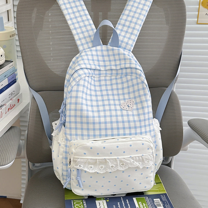 Playful Gingham Pattern Backpack