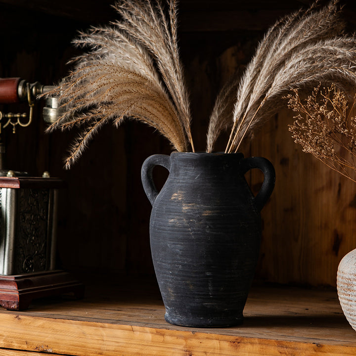 Rustic ceramic vase with handles Bowlift