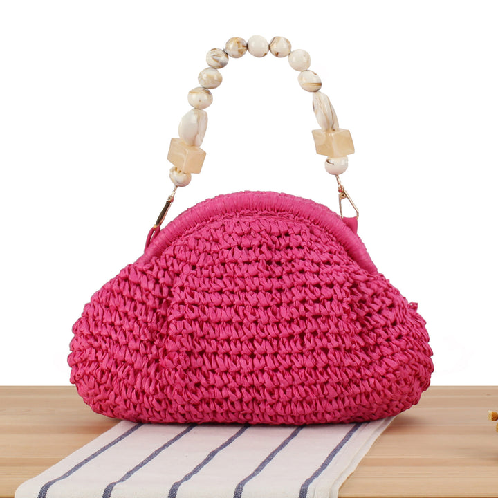 Stylish handbag with colorful bead handle Bowlift