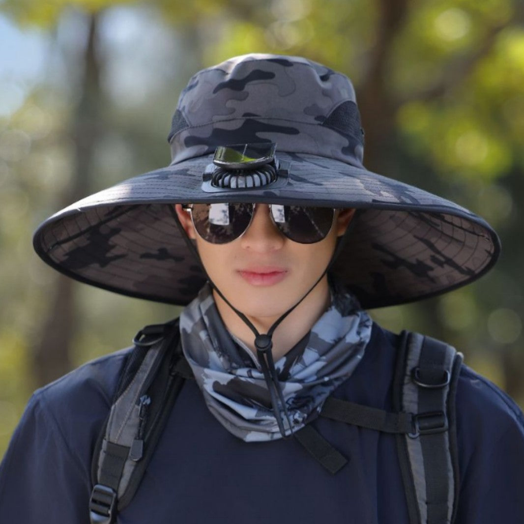 tactical fishing hat with wide brim, mesh ventilation and adjustable chin strap Bowlift