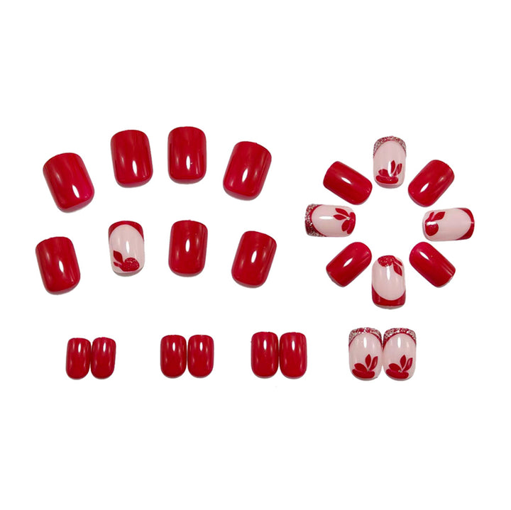 Artificial nails with floral design and glamour accents Bowlift