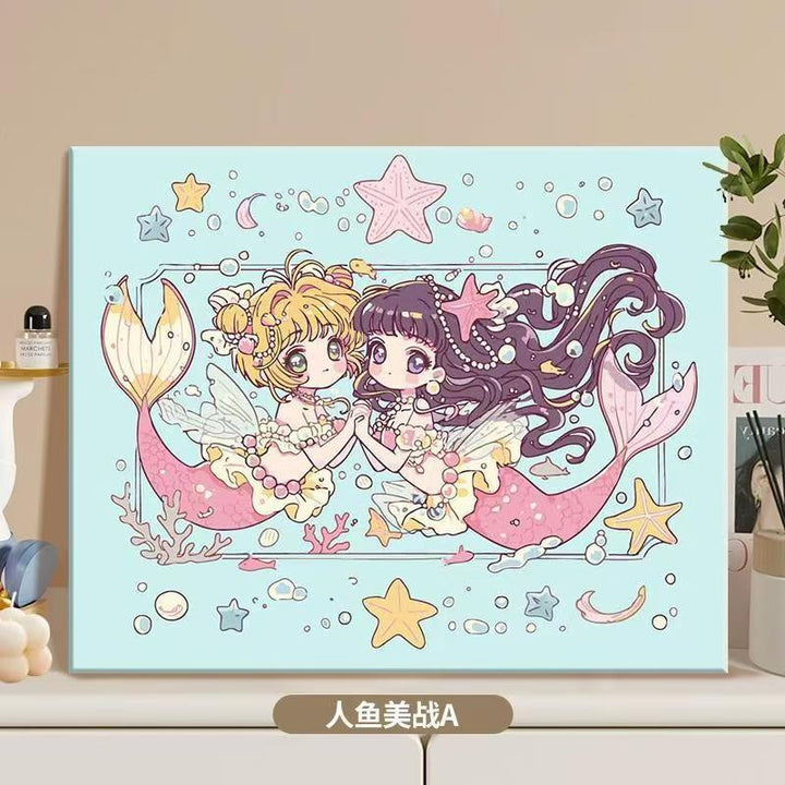 Anime-Inspired Mermaid Illustration Canvas Art Bowlift