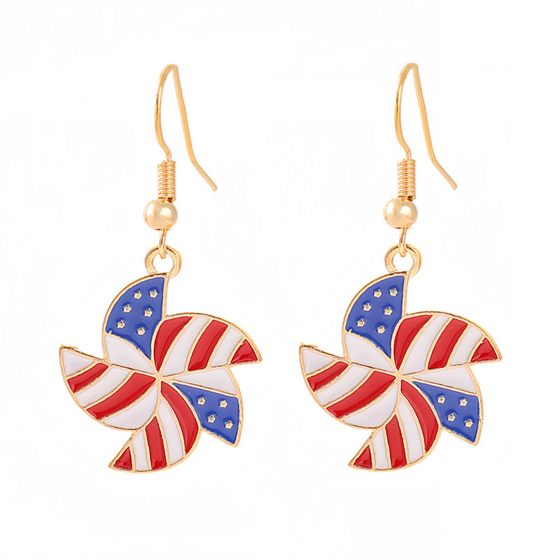 Ladies enamel earrings horseshoe with star stripe motif Bowlift