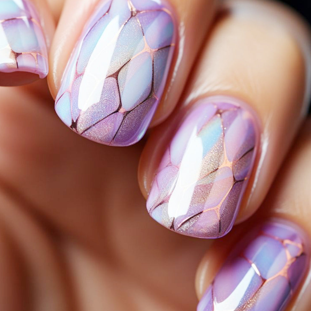 Iridescent Geometric Nail Art Extensions Bowlift