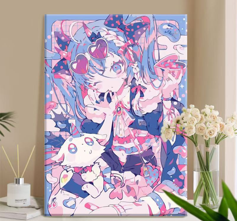 Whimsical Anime-Themed Canvas Art Print Bowlift