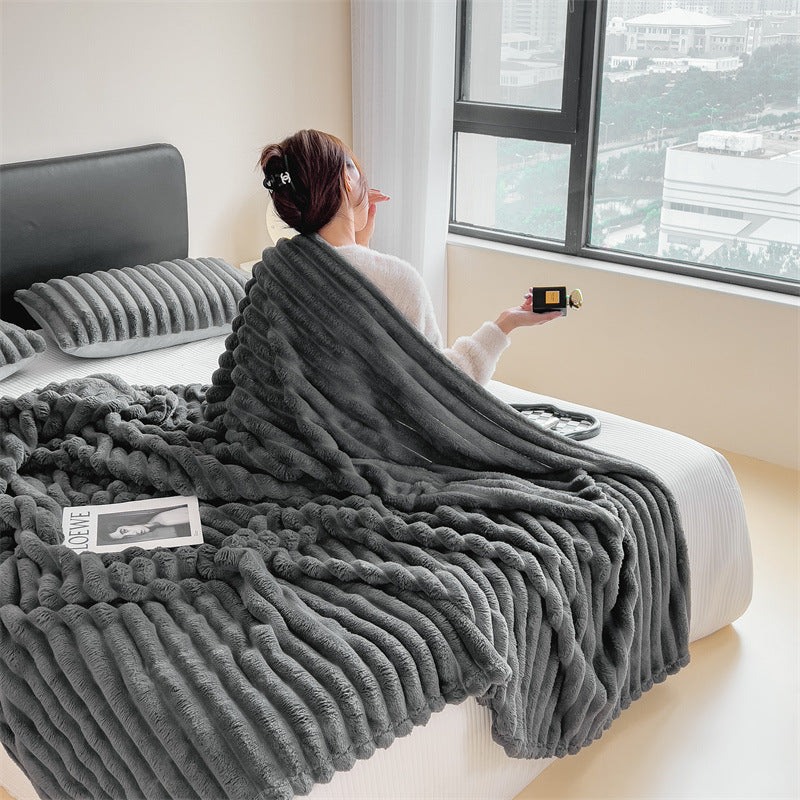 Textured Plush Throw Blanket