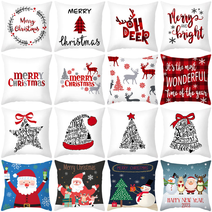 Festive Christmas Tree Typography Throw Pillow Cover