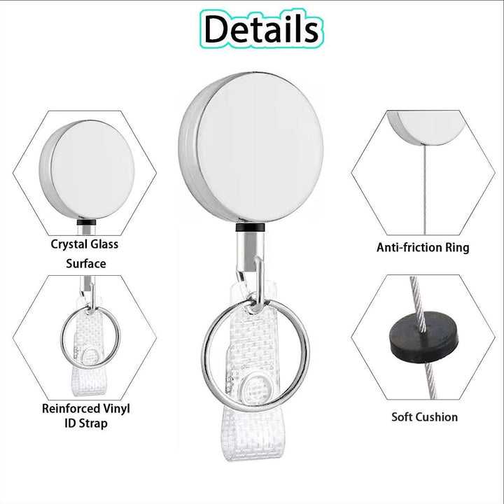 Retractable Metal Clip ID Badge Reel and Clear Card Holder Set Bowlift