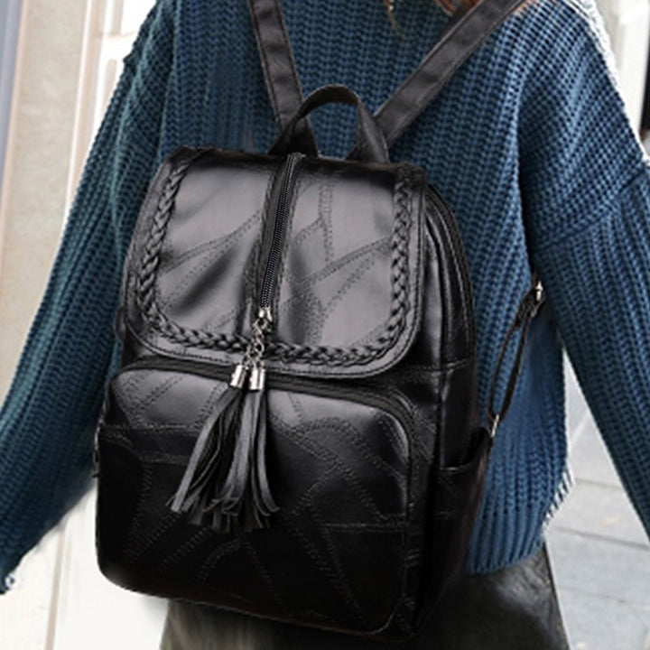 Chic Textured Leather Backpack Bowlift