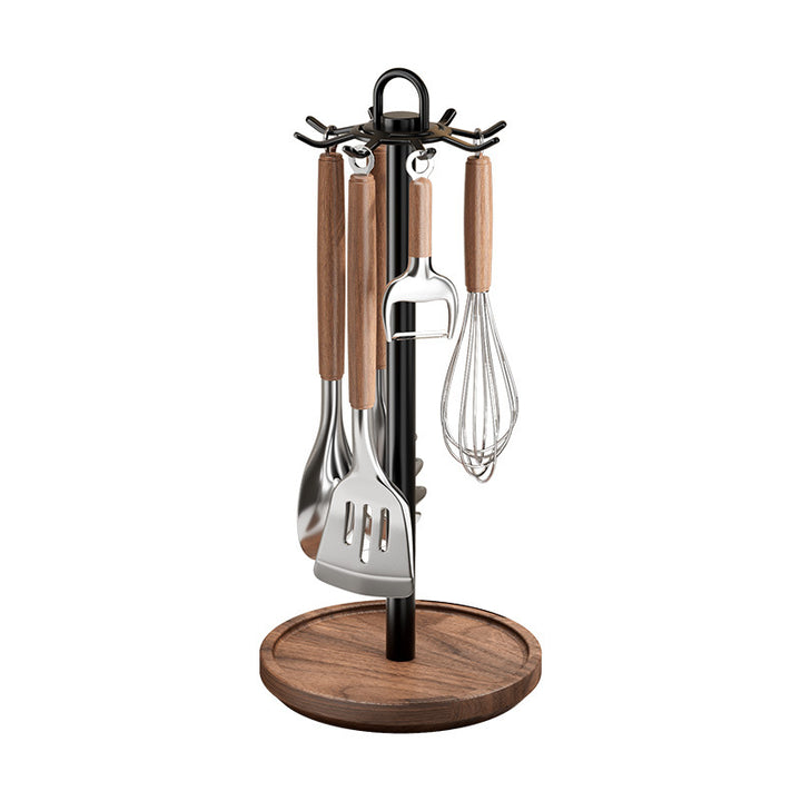 Rotating Walnut Base Tabletop Utensil Organizer Stand Bowlift