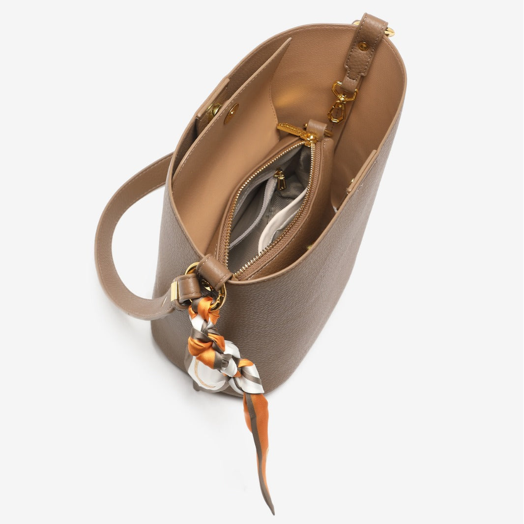 Textured Leather Bucket Bag Bowlift