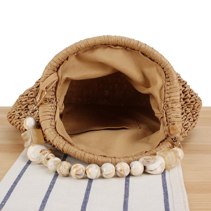 Stylish handbag with colorful bead handle Bowlift