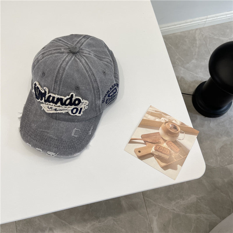 Men's Distressed Vintage-Inspired Baseball Cap Bowlift