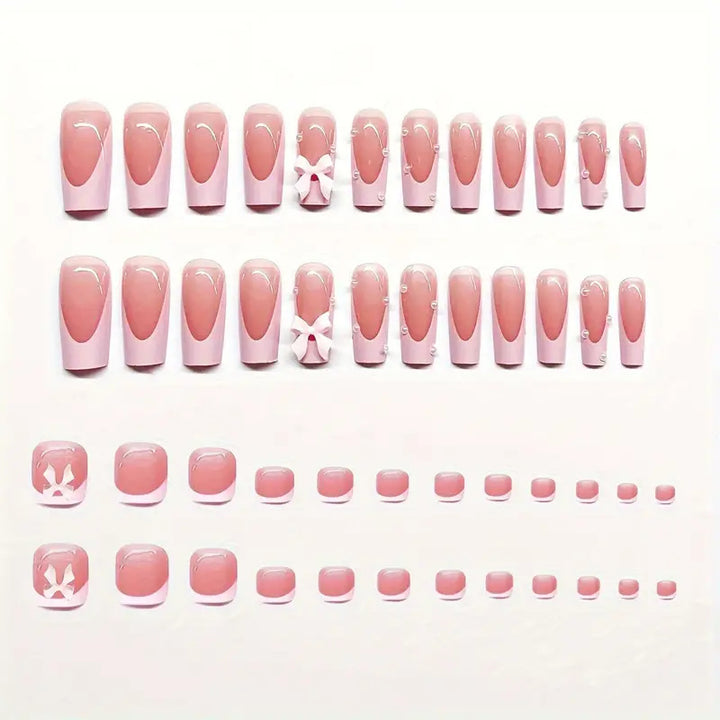 Decorative Bow-Embellished Press-On Nail Art Bowlift