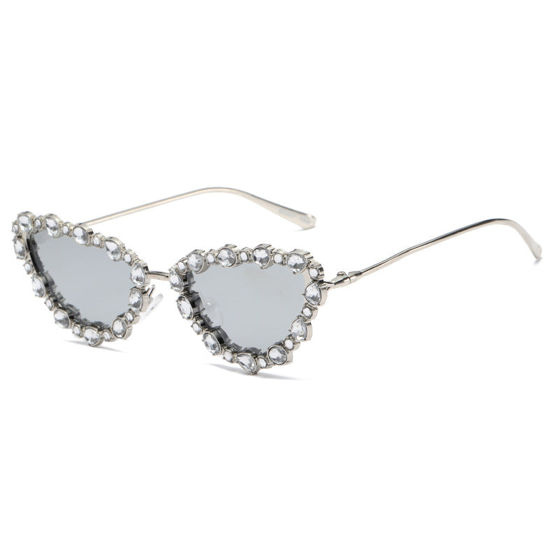 Women's Heart-Shaped Designer Sunglasses with Glamorous Crystal Frame Bowlift